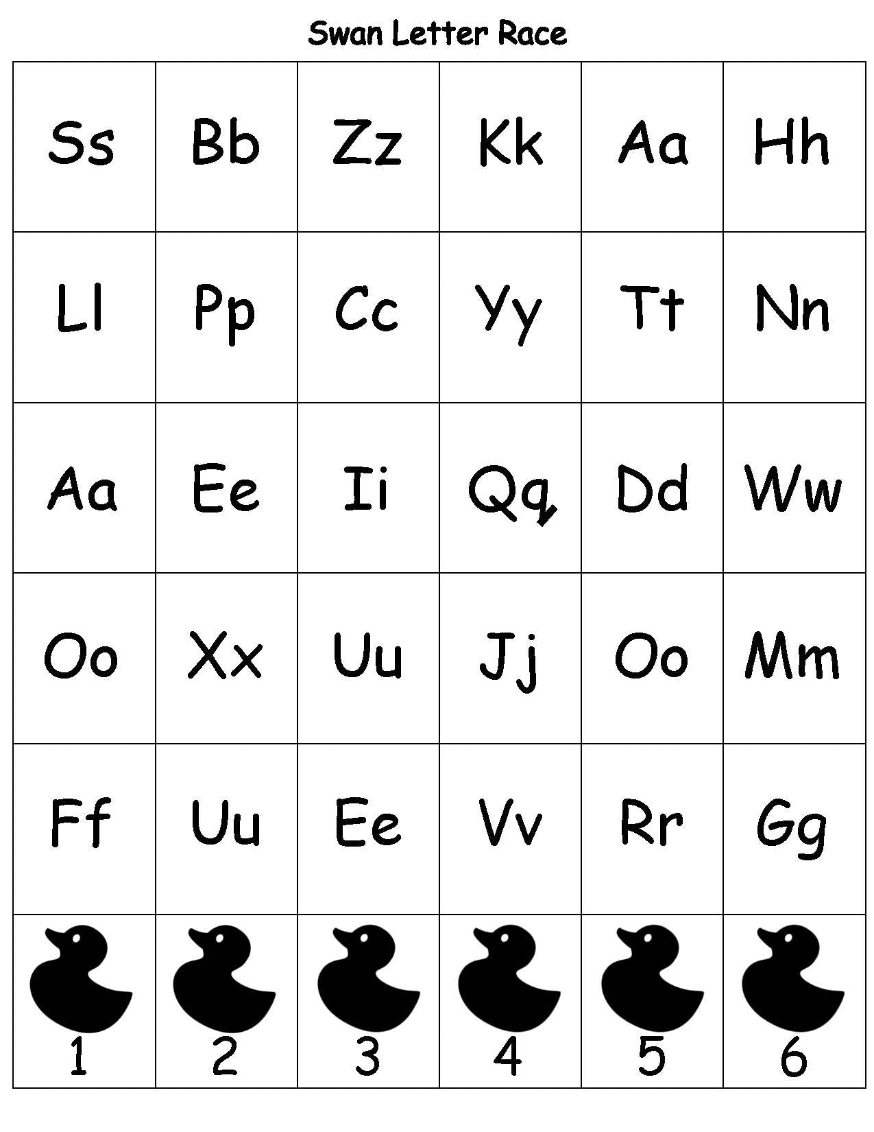 baby swan literacy games for kids