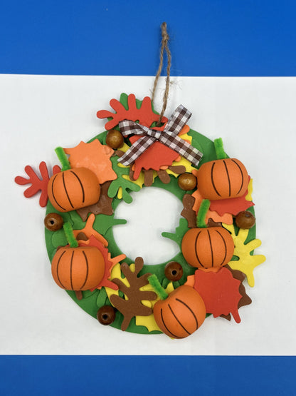Pumpkin and Leaf Wreath Kids Craft