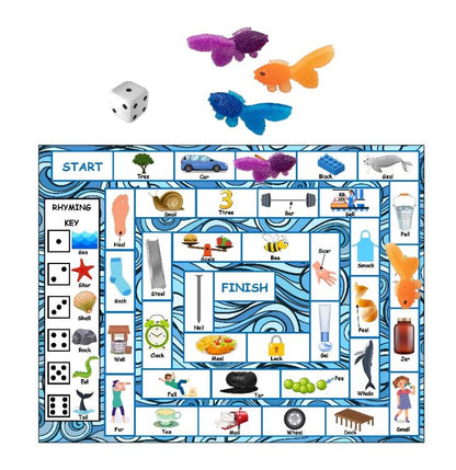 Rhyming Board Game with Fish Pawns
