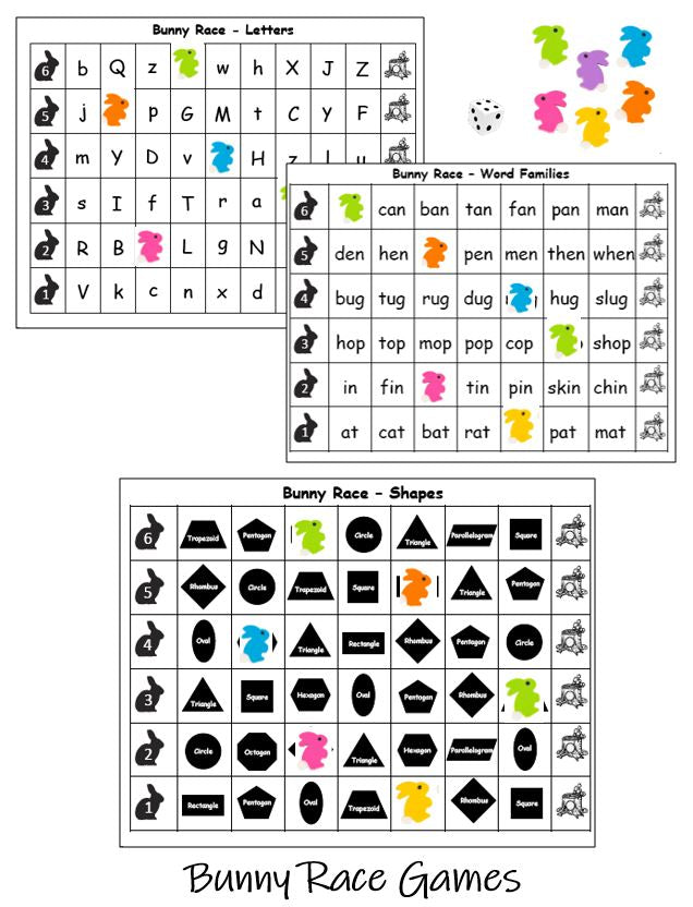 Bunny Themed Math and Literacy Games