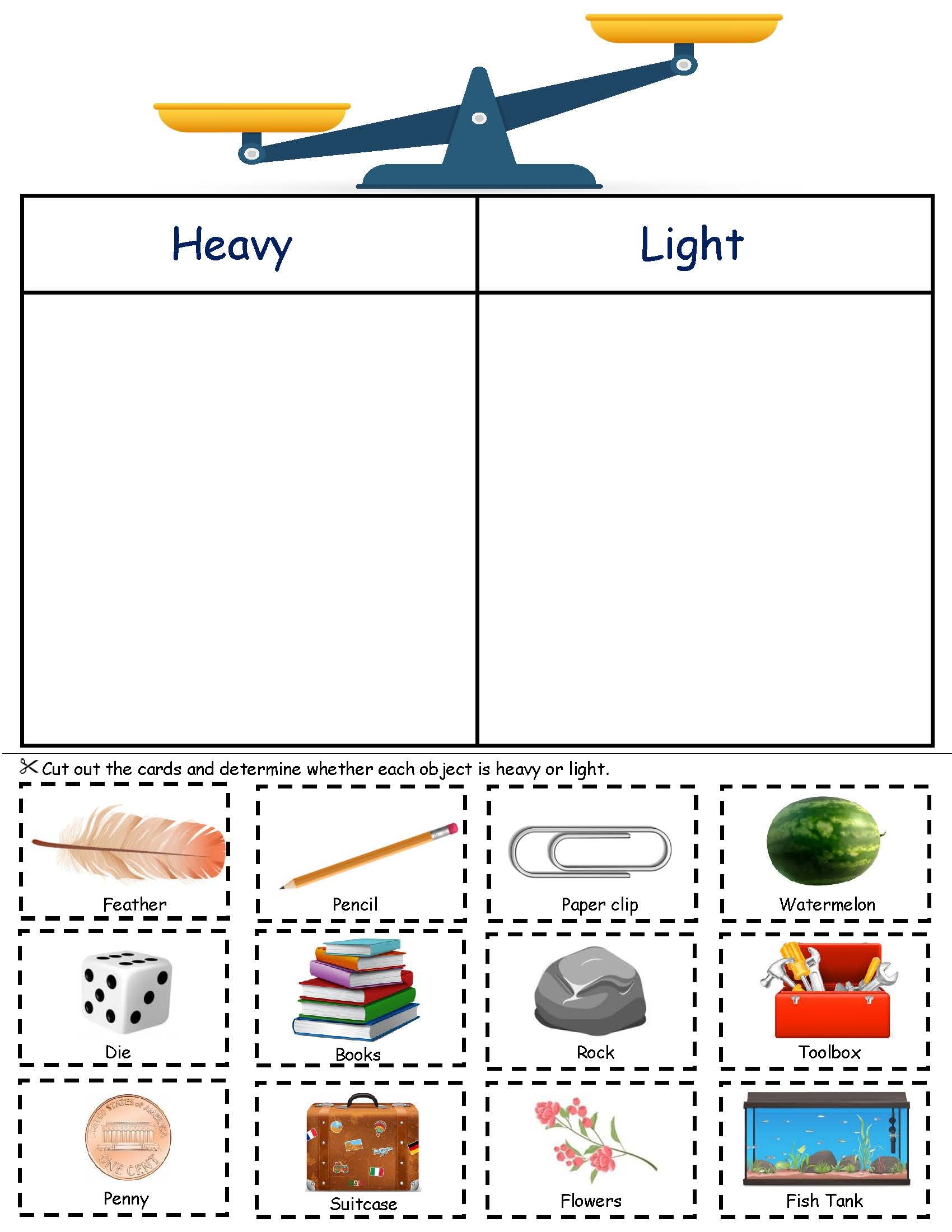 Heavy vs Light Experiment Sheet