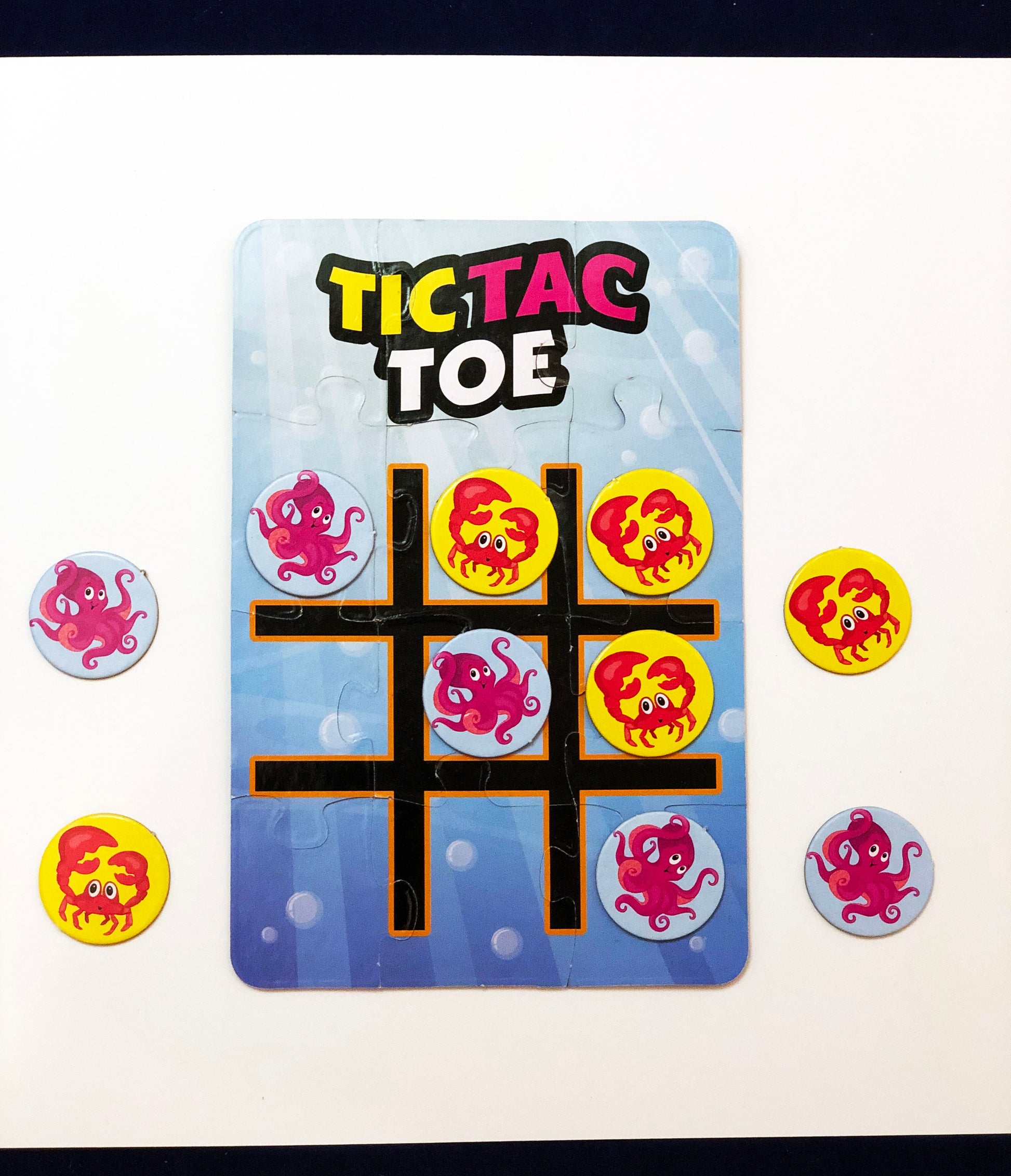 tic tac toe puzzle with sea creatures
