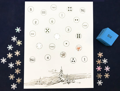 Roll a number and cover board - winter math game