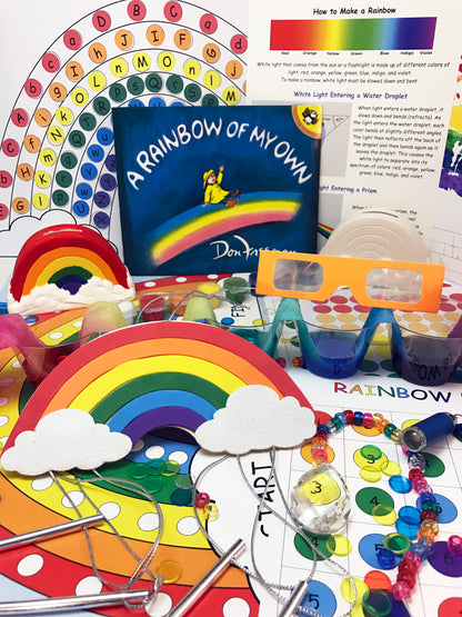 Math, science, art, and literacy activities inspire by the book A Rainbow of My Own by Don Freeman.