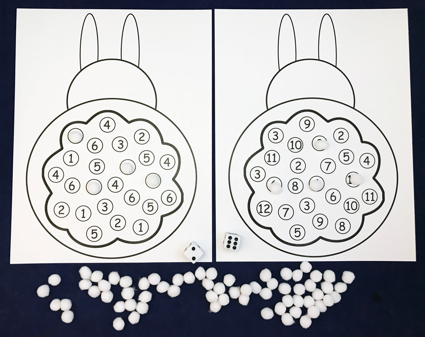 Bunny Math Games - Roll and Cover