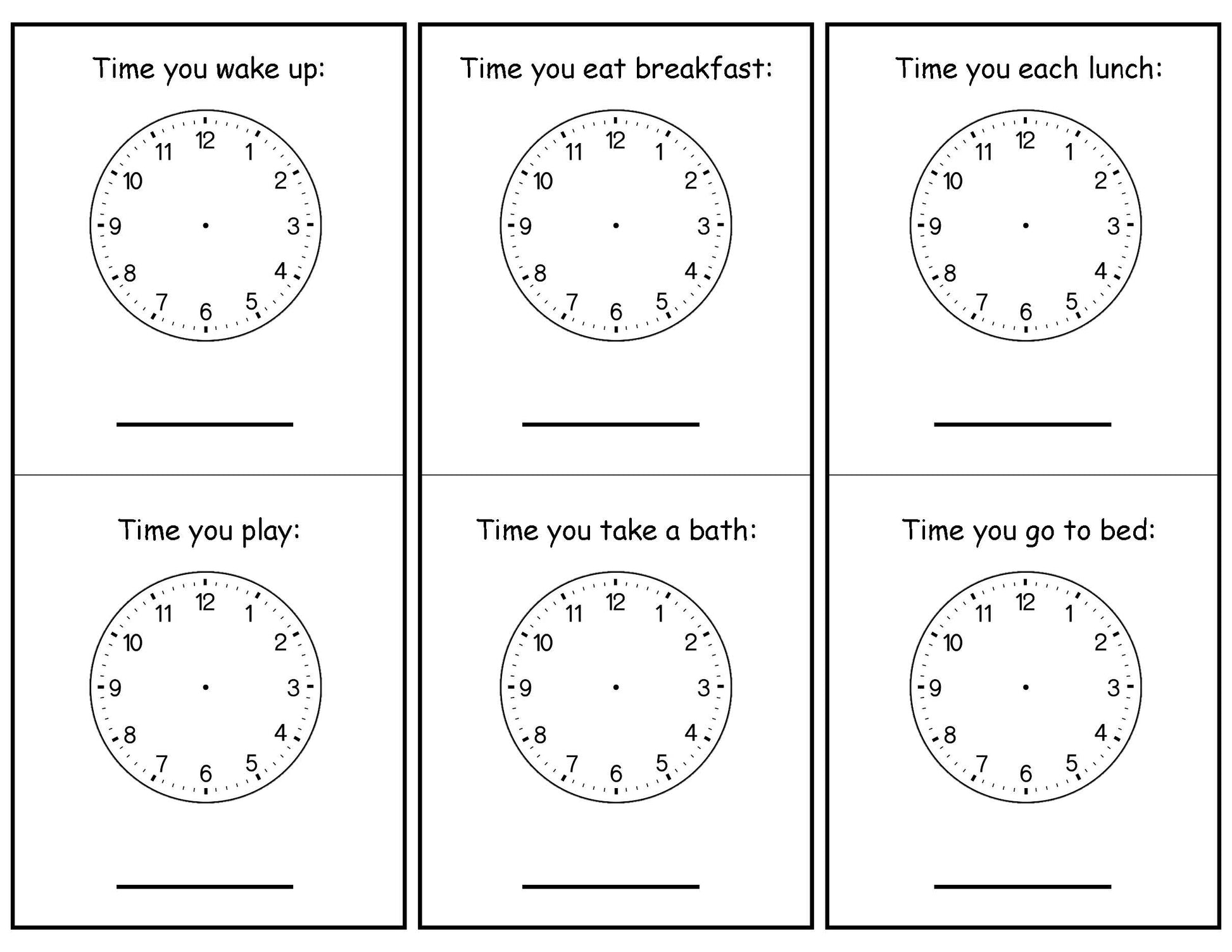 time activity learning about clocks