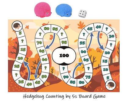 Hedgehog Counting by 5s board game kids activity