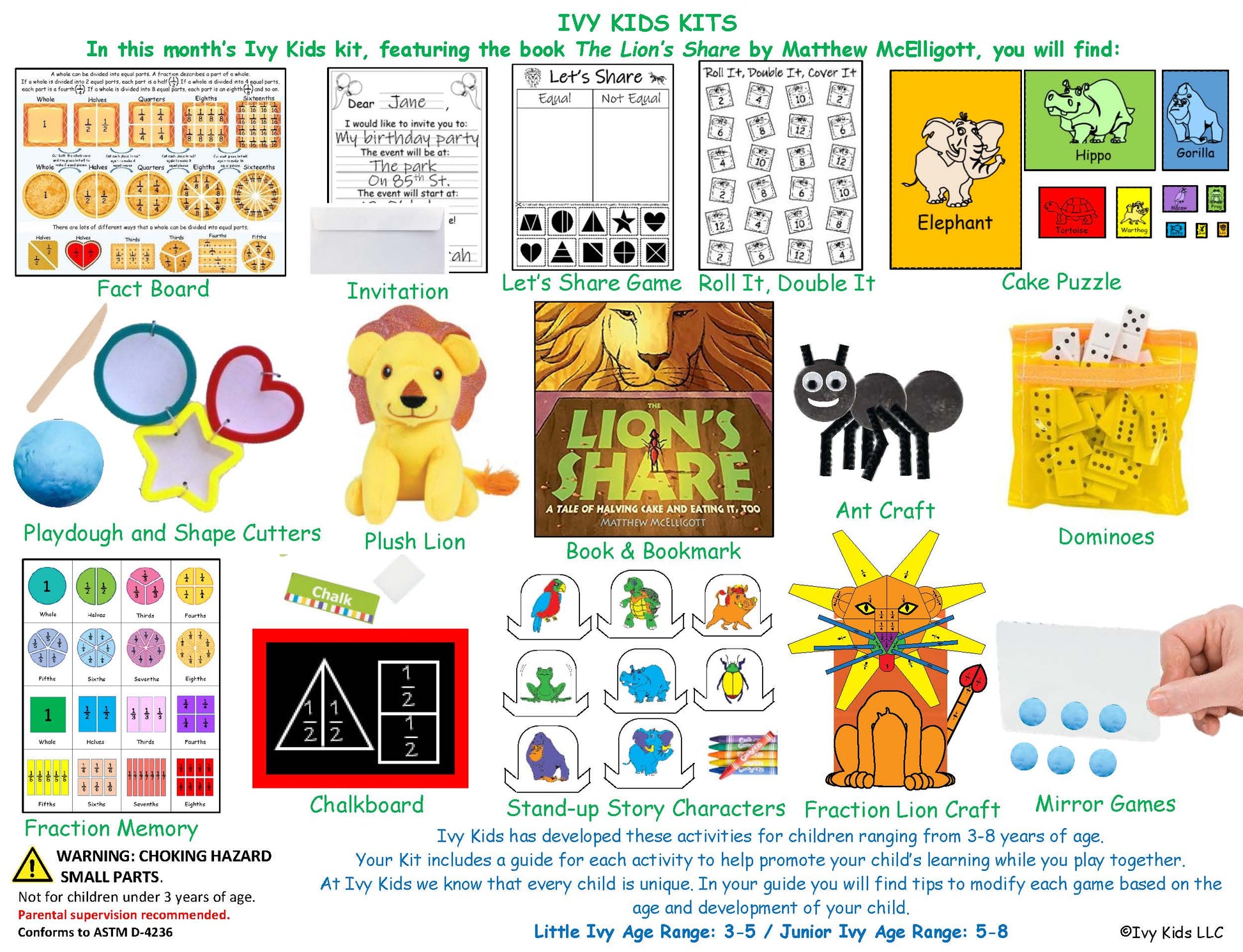 Fraction and Lion Themed Activities for kids